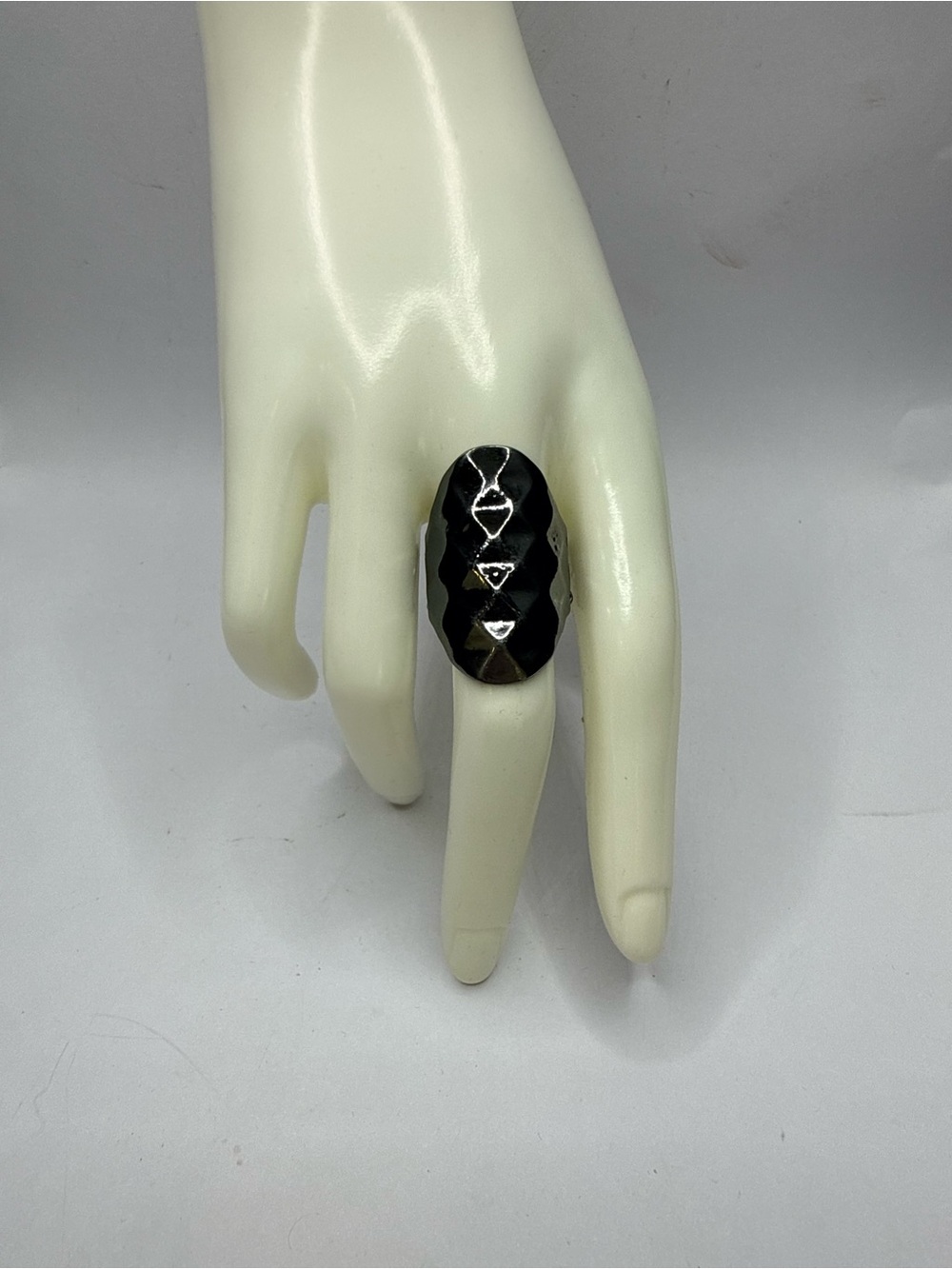 Paparazzi Adjustable  Black Faceted Statement Ring